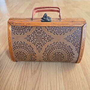 Vintage Wooden Box Purse Retro Mid‎ Century Handbag